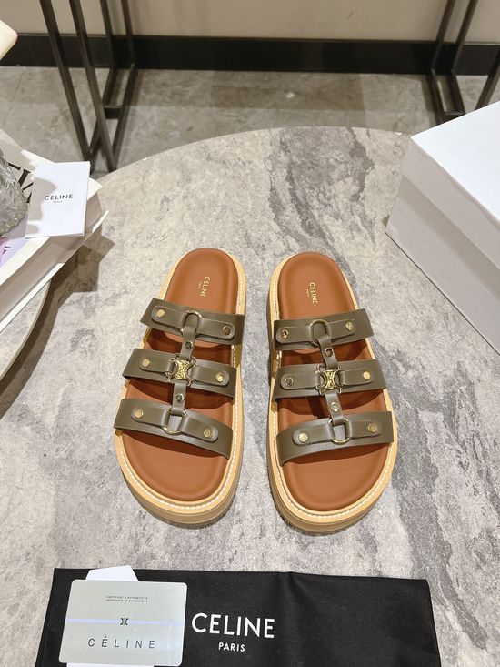 Celine Minimalist Classic Slip On Casual Leather Flat Sandals