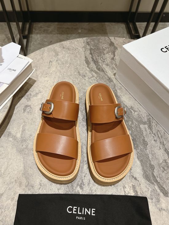 Celine Minimalist Classic Slip On Casual Leather Flat Sandals