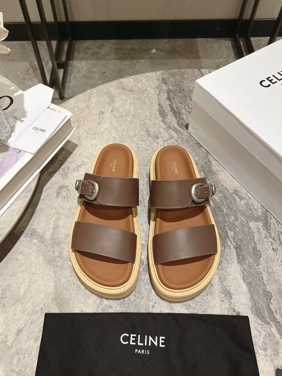 Celine Minimalist Classic Slip On Casual Leather Flat Sandals