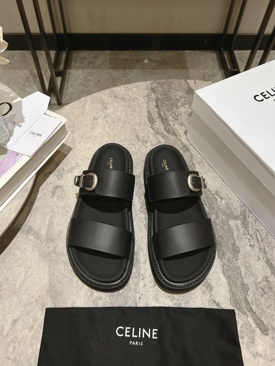 Celine Minimalist Classic Slip On Casual Leather Flat Sandals