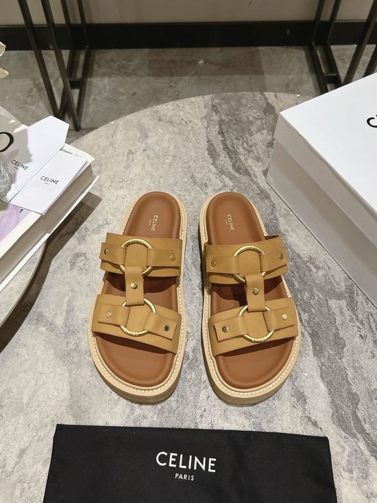 Celine Minimalist Classic Slip On Casual Leather Flat Sandals