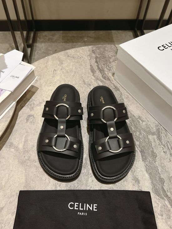 Celine Minimalist Classic Slip On Casual Leather Flat Sandals
