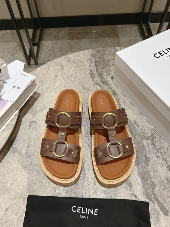 Celine Minimalist Classic Slip On Casual Leather Flat Sandals