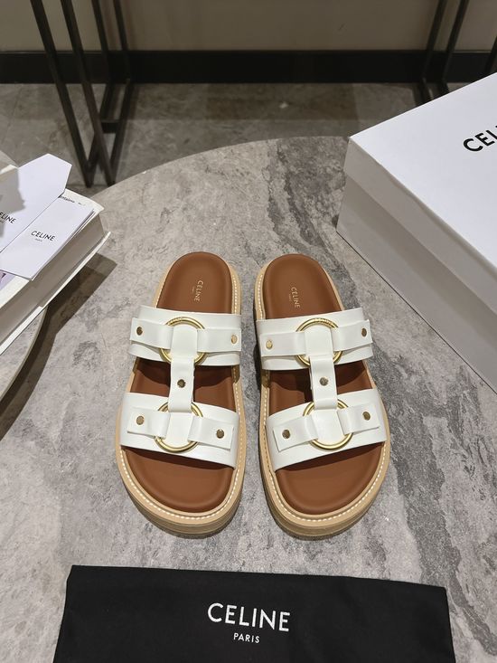 Celine Minimalist Classic Slip On Casual Leather Flat Sandals