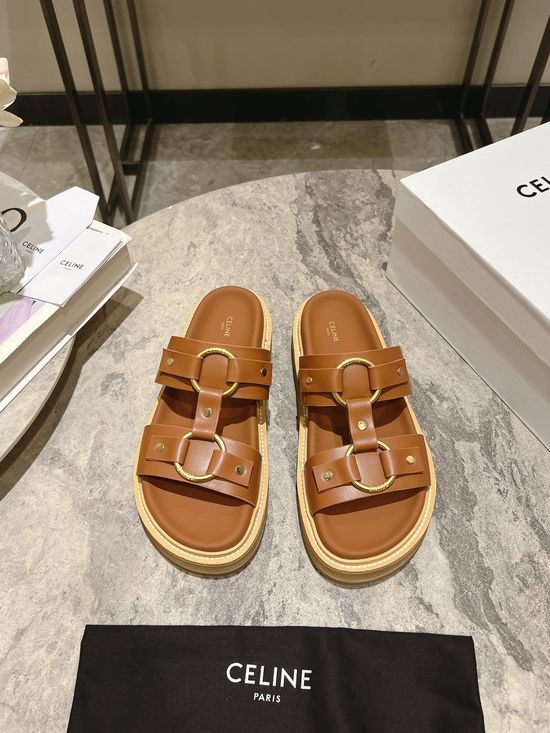 Celine Minimalist Classic Slip On Casual Leather Flat Sandals
