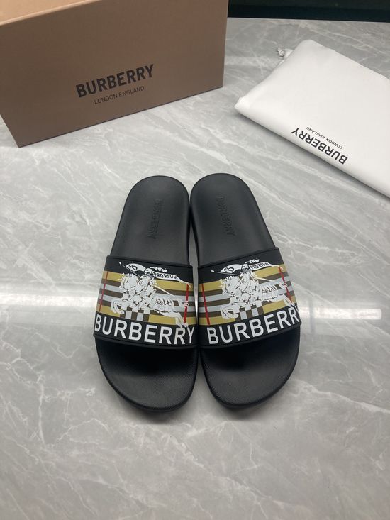 Burberry Flat Casual Beach Slides Lightweight Comfortable Daily