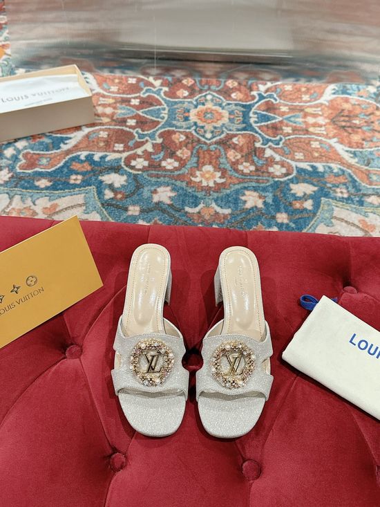 Louis Vuitton Patent Leather Chunky Heel Sandals With Genuine Leather Sole