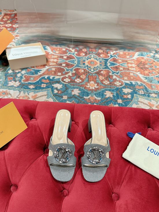 Louis Vuitton Patent Leather Chunky Heel Sandals With Genuine Leather Sole