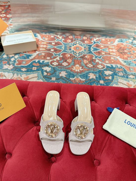 Louis Vuitton Patent Leather Chunky Heel Sandals With Genuine Leather Sole