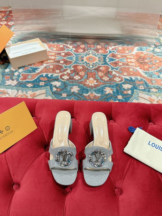 Louis Vuitton Patent Leather Chunky Heel Sandals With Genuine Leather Sole