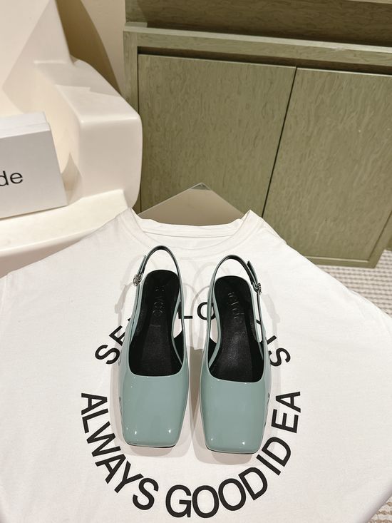 Aeyde Square Toe Patent Leather Mary Jane Mules