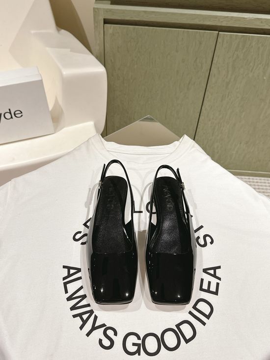 Aeyde Square Toe Patent Leather Mary Jane Mules