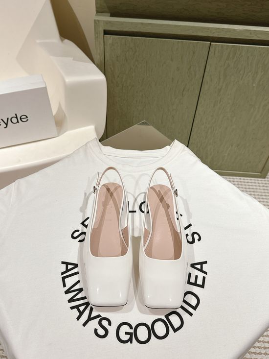 Aeyde Square Toe Patent Leather Mary Jane Mules