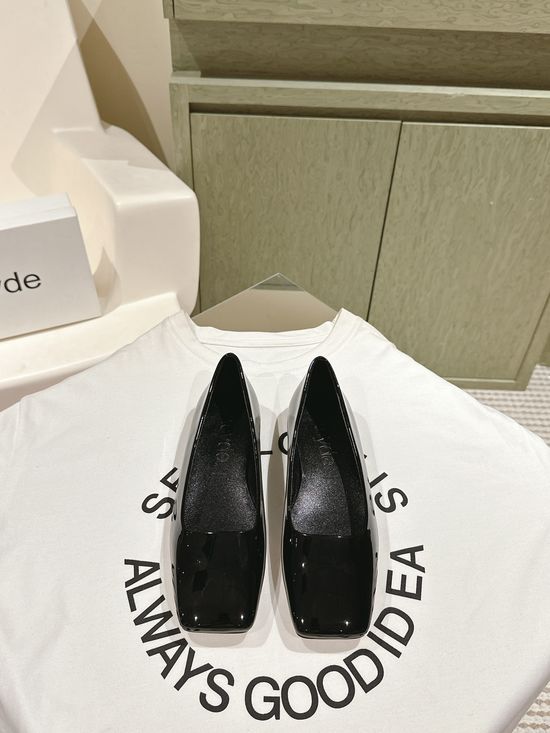 Aeyde Square Toe Patent Leather Mary Jane Mules