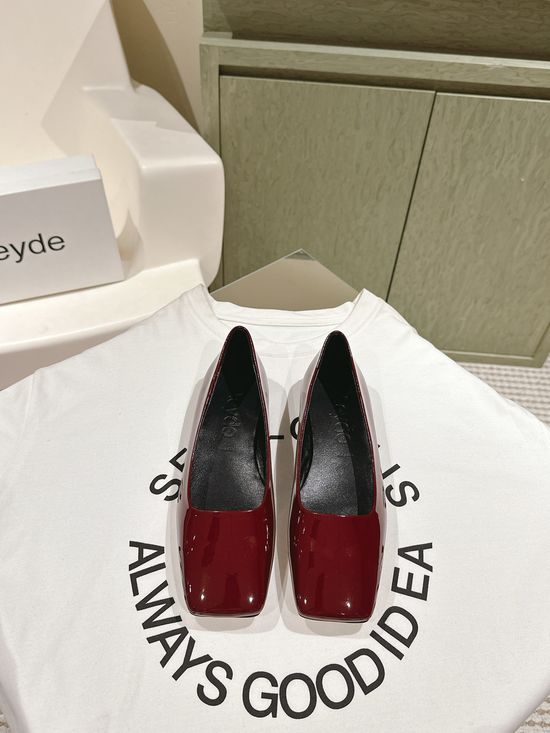 Aeyde Square Toe Patent Leather Mary Jane Mules