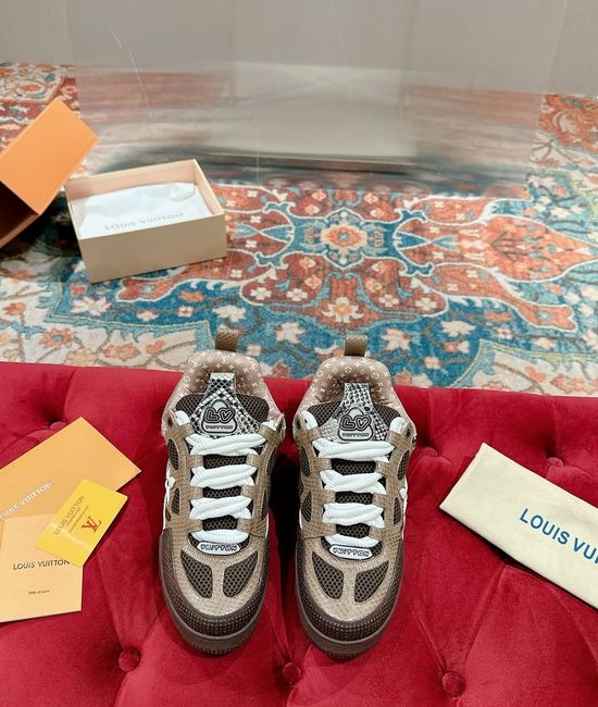 Louis Vuitton LV Premium Leather Skate Sneakers Breathable Casual Comfortable Footwear