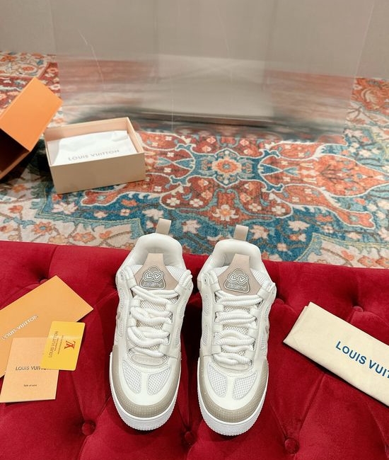 Louis Vuitton LV Premium Leather Skate Sneakers Breathable Casual Comfortable Footwear