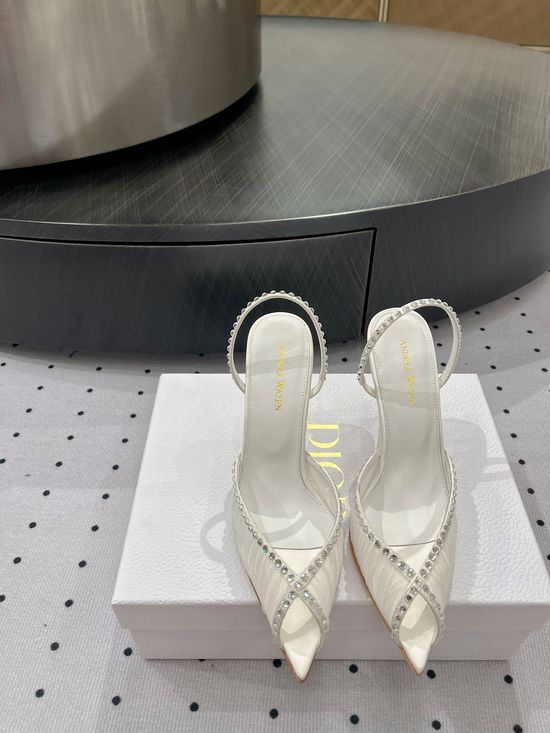 Christian Dior Handmade Lace Silk Upper Elegant Stiletto Heel Sandals