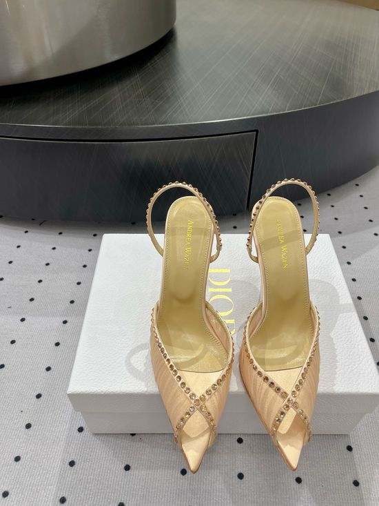 Christian Dior Handmade Lace Silk Upper Elegant Stiletto Heel Sandals