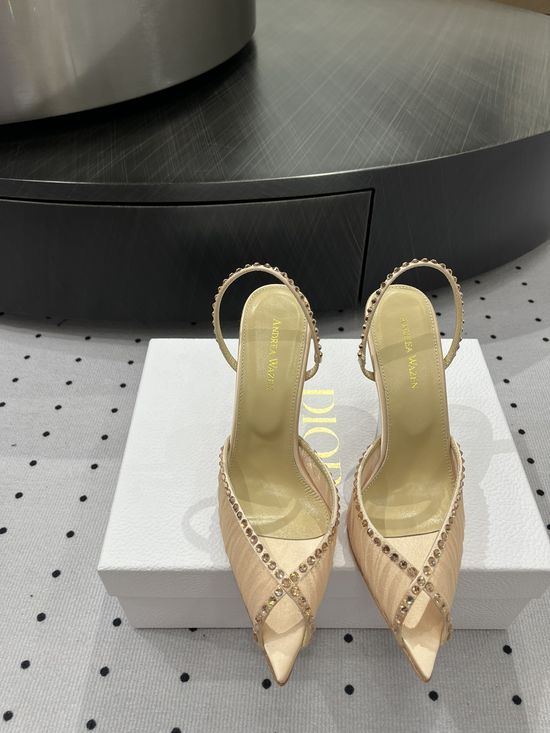 Christian Dior Handmade Lace Silk Upper Elegant Stiletto Heel Sandals