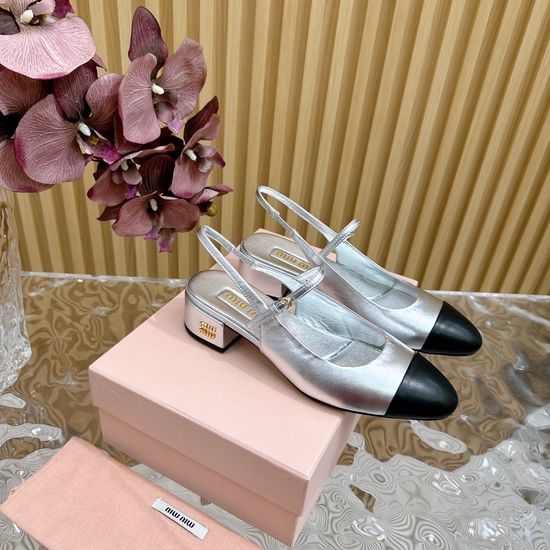Miu Miu Premium Leather Sandals Slip Resistant Sole Comfortable Daily Wear