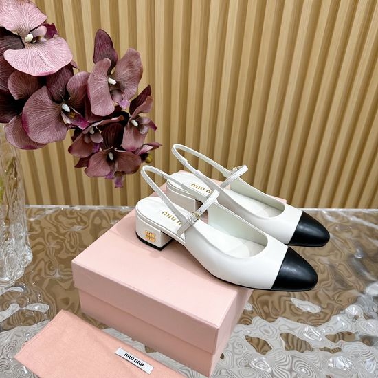 Miu Miu Premium Leather Sandals Slip Resistant Sole Comfortable Daily Wear