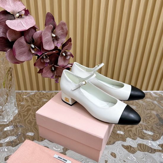 Miu Miu Premium Leather Sandals Slip Resistant Sole Comfortable Daily Wear