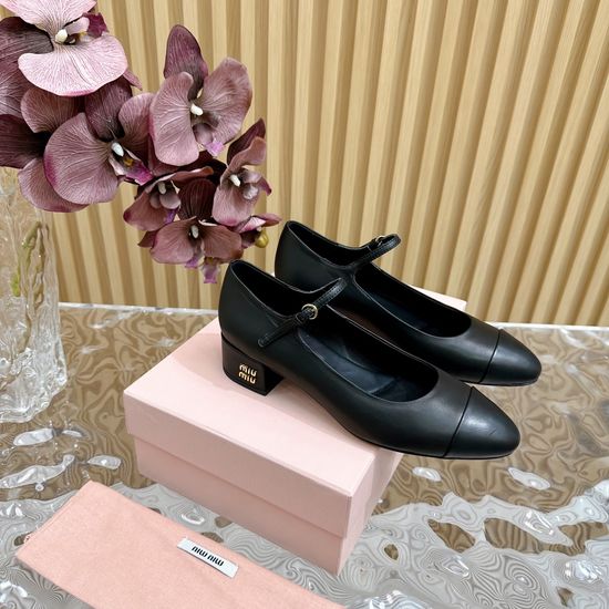 Miu Miu Premium Leather Sandals Slip Resistant Sole Comfortable Daily Wear