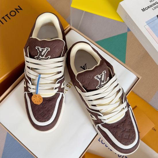 Louis Vuitton Embossed Casual Sneakers With Leather Upper