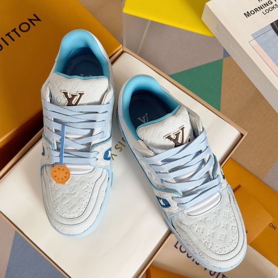 Louis Vuitton Embossed Casual Sneakers With Leather Upper