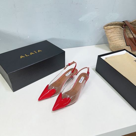 Alaia PVC Heart Kitten Heel Mules with Italian Leather Sole