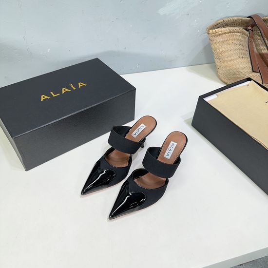 Alaia Heart Decor Mesh Pointed Toe Stiletto Heel Mules