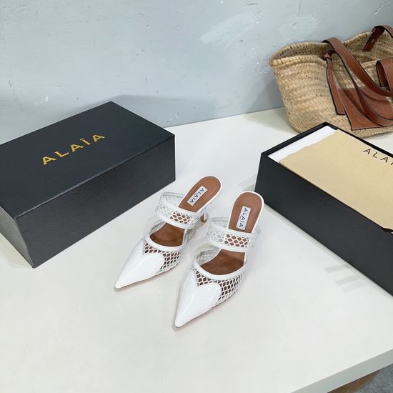 Alaia Heart Decor Mesh Pointed Toe Stiletto Heel Mules