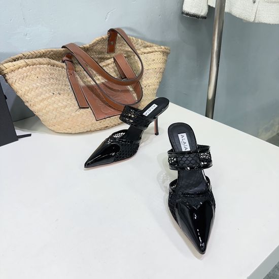 Alaia Heart Decor Mesh Pointed Toe Stiletto Heel Mules