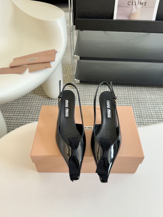 Miu Miu Stylish Kitten Heel Pointed Toe Dress Sandals
