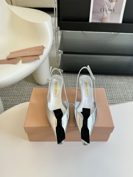 Miu Miu Stylish Kitten Heel Pointed Toe Dress Sandals