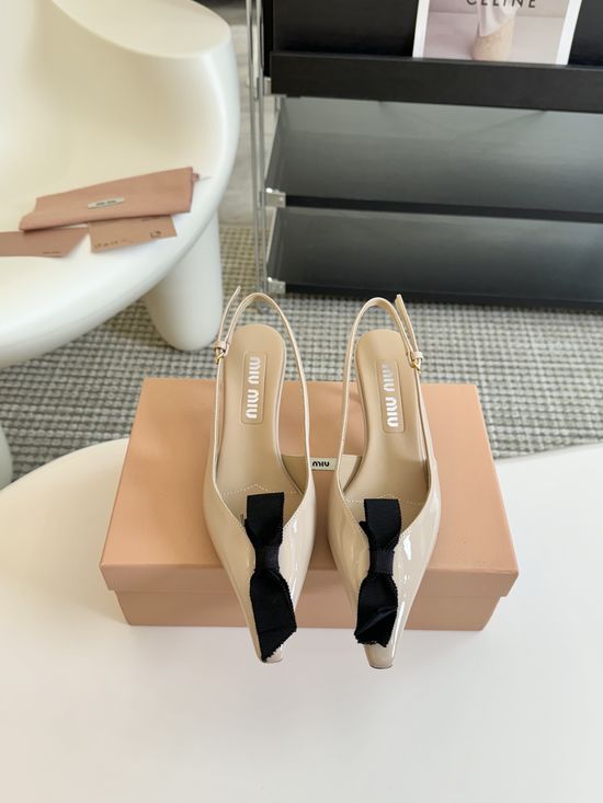 Miu Miu Stylish Kitten Heel Pointed Toe Dress Sandals