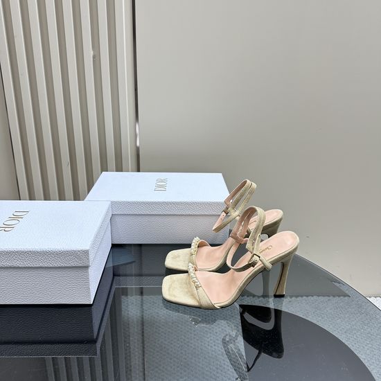 Christian Dior Pearl Strap High Heel Sandals With Suede Upper
