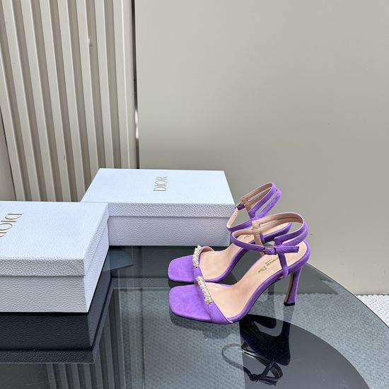 Christian Dior Pearl Strap High Heel Sandals With Suede Upper