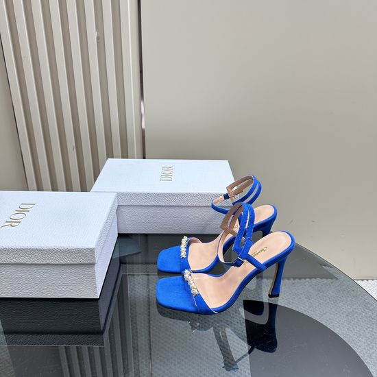 Christian Dior Pearl Strap High Heel Sandals With Suede Upper