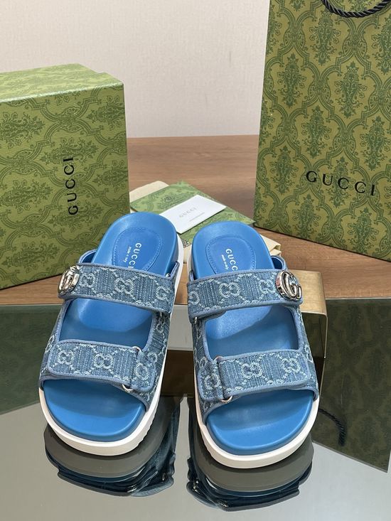 Gucci Classic Pattern Magic Tape Comfortable Non-slip Beach Sandals