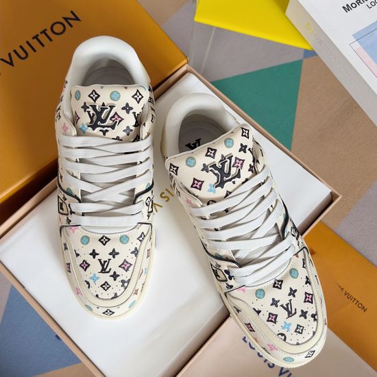 Louis Vuitton Embossed Casual Sneakers With Leather Upper