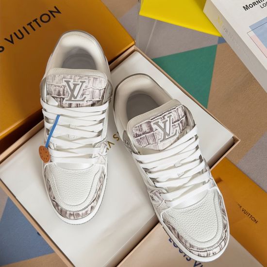 Louis Vuitton Embossed Casual Sneakers With Leather Upper