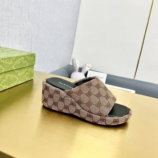 Balenciaga Thick Sole Wedge Slides Comfortable Casual Footwear