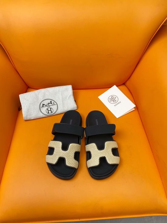 Hermes Velcro Flat Casual Sandals Soft Sole Comfortable Slides