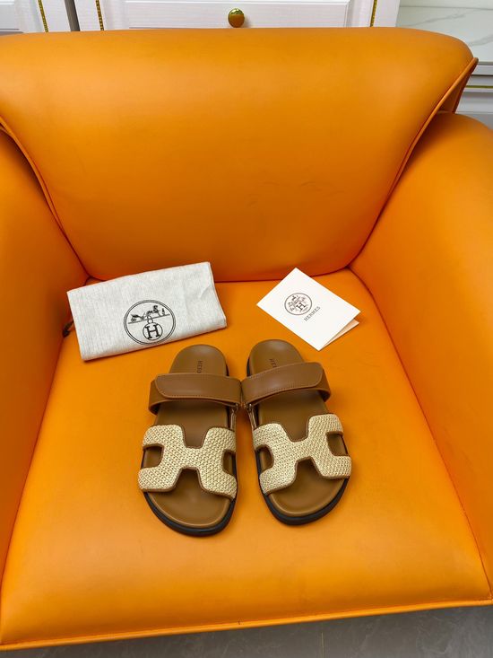 Hermes Velcro Flat Casual Sandals Soft Sole Comfortable Slides
