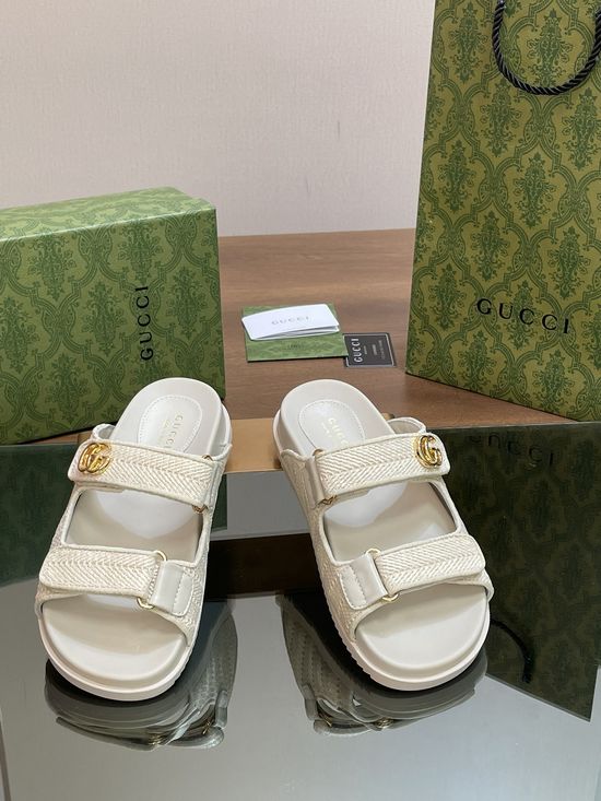 Gucci Classic Pattern Magic Tape Comfortable Non-slip Beach Sandals