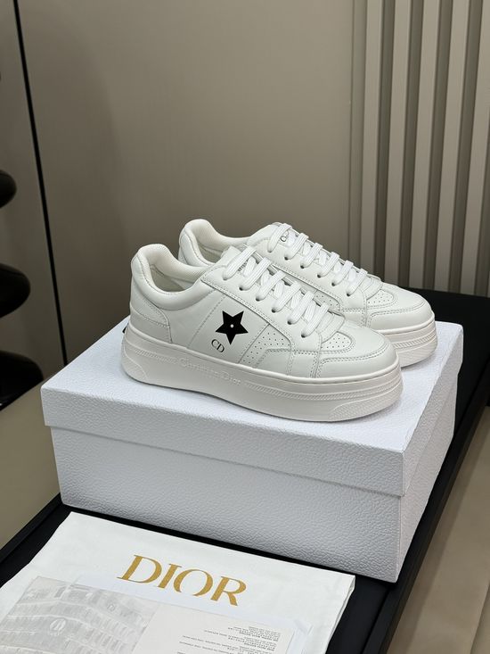 Christian Dior Elevated White Sneakers with Star Accents