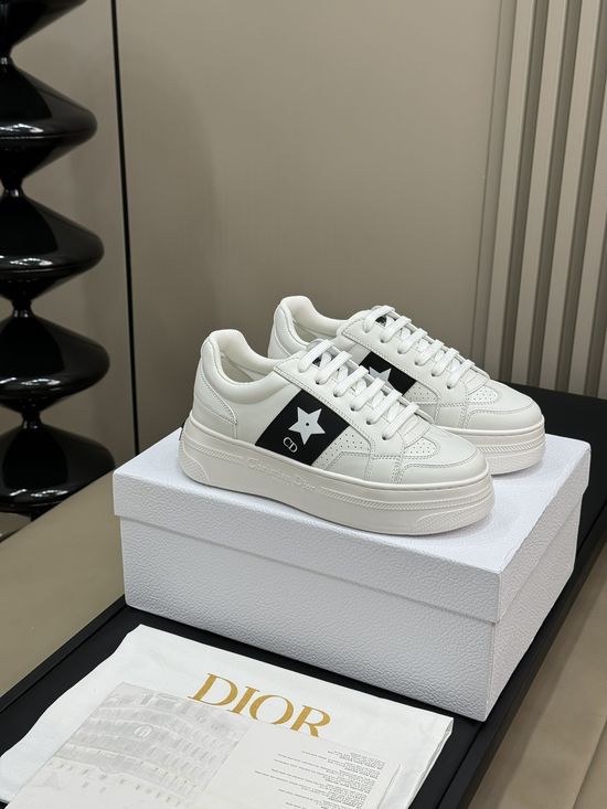 Christian Dior Elevated White Sneakers with Star Accents