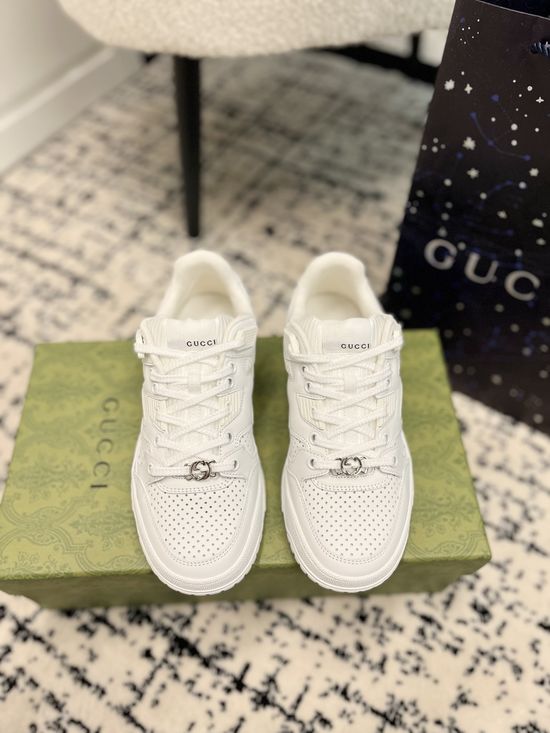 Gucci Low Top Casual Sneakers Cowhide Upper Mesh Lining